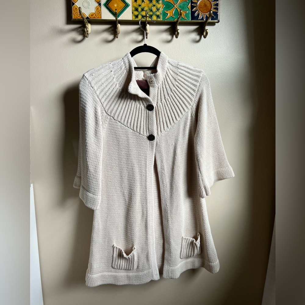525 America tunic sweater with rose button detailing, size medium